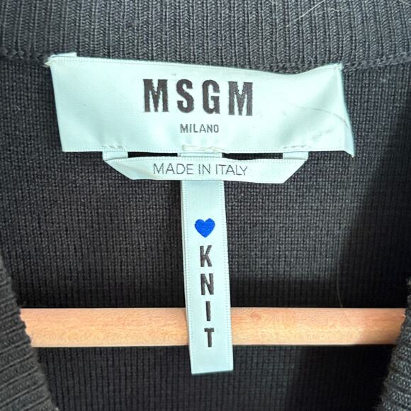 MSGM Sweater Dress S Floral Rose Balloon Sleeve Wool Black Quiet Luxury Glam - Picture 8 of 8